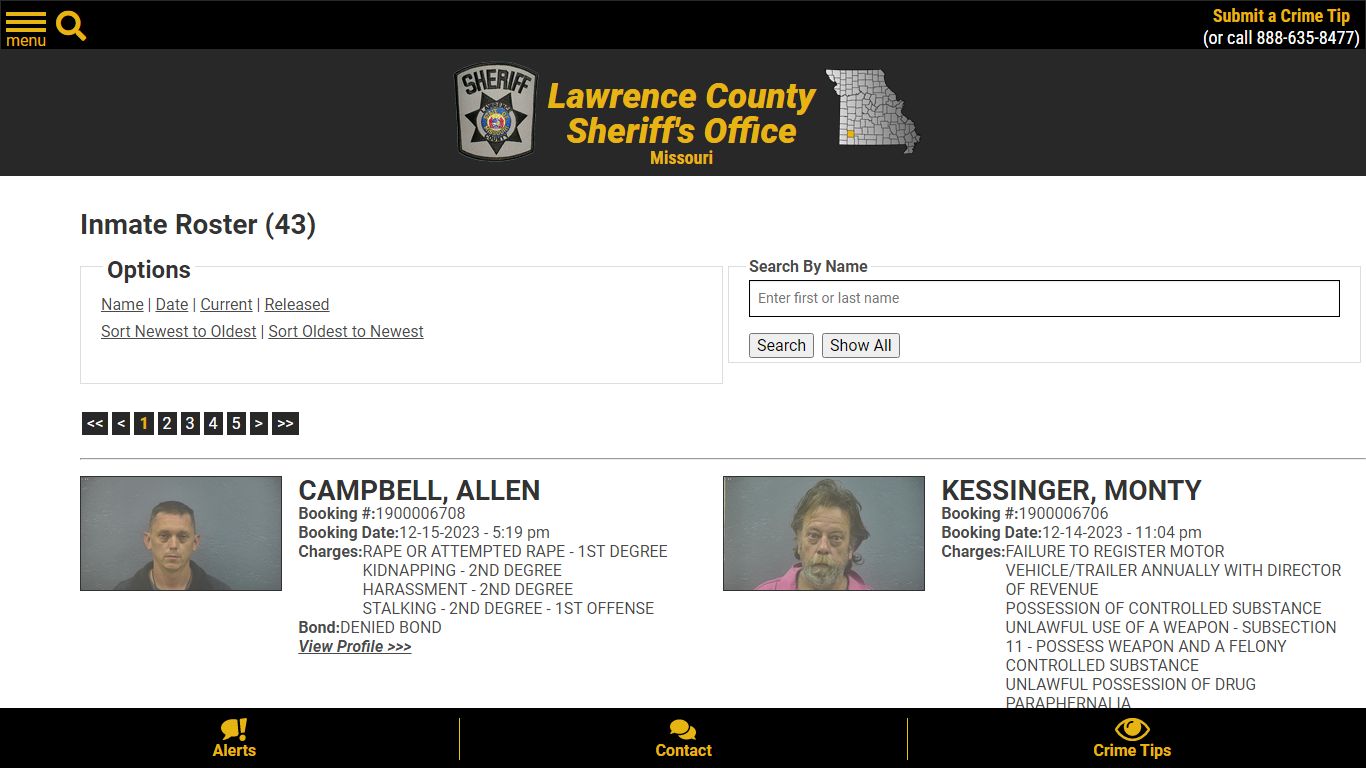 Inmate Roster - Current Inmates Booking Date Descending - Lawrence ...